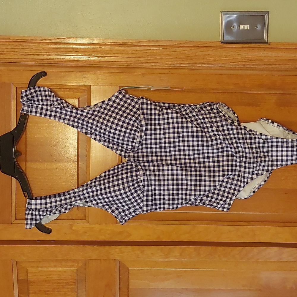 Ruffle Shoulder High Coverage One Piece Swimsuit - Kona Sol Navy